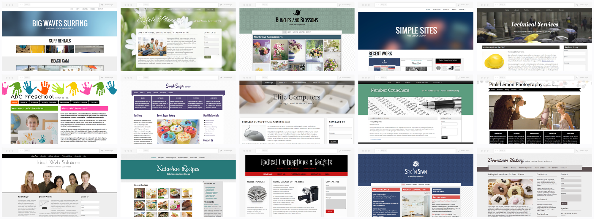 Pre-built Site Builder Themes